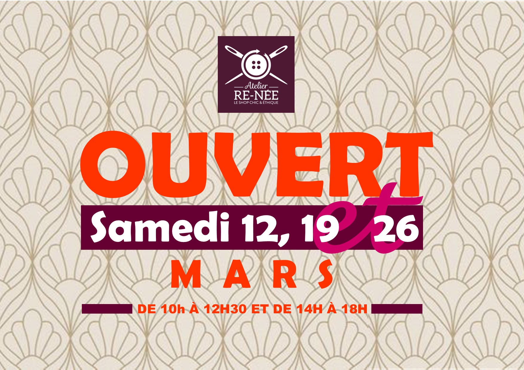 Ouverture de la boutique samedi de Mars Atelier Re N e